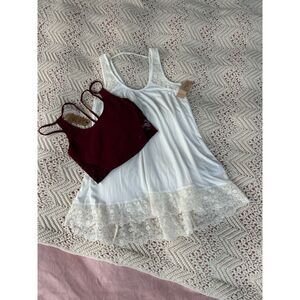 NWT American Eagle Tank & Bralette Lace Crochet Flowy Boho Hippy Fairy Mori Kei
